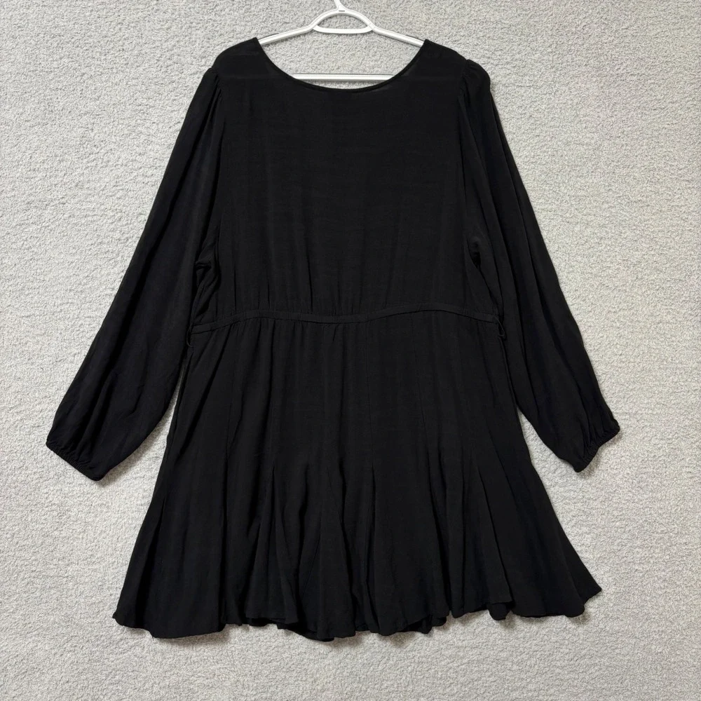 Little Black Dress Work Casual Flowy Mini Dress Long Sleeve Plus Size 1X Pockets - Picture 6 of 12